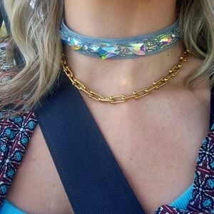 Gold and Silver Chain Choker AB Necklace